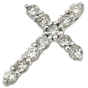 ペンダントトップ クロス ダイヤモンド 0.30ct ホワイトゴールド 11石 11P 十字架 18K 18金 750WG ネックレストップ ペンダントヘッド チャーム 【中古】