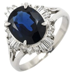 リング 指輪 ブルーサファイア 2.73ct ダイヤリング プラチナシルバー 青 ブルー Pt850 オーバルミックスカット 1石 13.5号 【中古】中古品