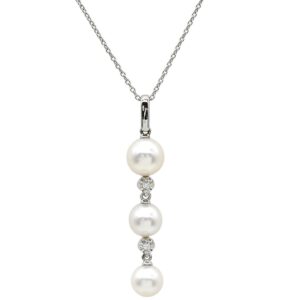 タサキ TASAKI ネックレス パール 3連 ホワイトゴールド TASAKI ダイヤ ドロップ スウィング 【中古】中古美品