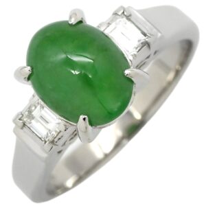 リング 指輪 ヒスイ ダイヤモンド プラチナシルバー 緑 グリーン 翡翠 ひすい ジェダイト 2.22ct プラチナ900 12.5号 【中古】