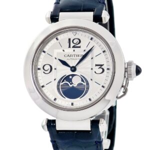カルティエ Cartier パシャ ドゥ カルティエ 41mm WSPA0030 ムーンフェイズ シルバー ギョウシェ 青針 メンズ 腕時計自動巻き シルバー 【中古】中古美品