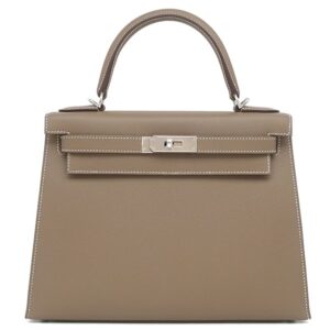 エルメス HERMES 2WAYバッグ ケリー28 外縫い ヴォーエプソン エトゥープ シルバー金具 ハンドバッグ ショルダー D 【保存袋】 【中古】未使用保管品
