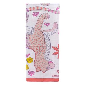 エルメス HERMES ストール カレ140 カレジェアン カシミヤ シルク グリシネ×ローズ×オレンジ 【LES LEOPARDS/レオパード】 H242953S 【中古】新品同様品
