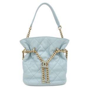 シャネル CHANEL 2WAYバッグ マトラッセ ミニ バケット バッグ ラムスキン ライトブルー ゴールド金具 AS3116 ランダムシリアル 【中古】中古美品