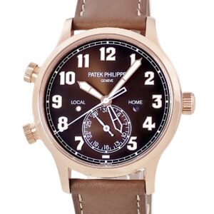 パテックフィリップ PATEK PHILIPPE カラトラバ パイロット トラベルタイム 5524R-001 新品同様 K18RG無垢 ブラウン メンズ 腕時計自動巻き ブラウン 【中古】新品同様品