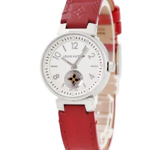 ルイヴィトン LOUIS VUITTON タンブール ムーンスター PM Q8J10 スモールセコンド バー アラビア レディース 腕時計クオーツ シルバー 【中古】