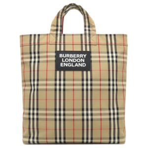 バーバリー BURBERRY 2WAYバッグ ヴィンテージチェック トート コットン アーカイブベージュ シルバー金具 黒 赤 ロゴ ショルダー 8017740 【中古】中古美品