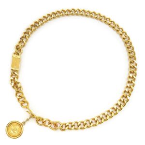 シャネル CHANEL ベルト ココマーク チェーンベルト GP ゴールド ヴィンテージ コインモチーフ ロゴプレート 【箱】 【中古】中古美品