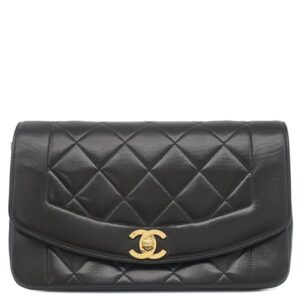 シャネル CHANEL ショルダーバッグ ダイアナ 22 ラムスキン ブラック ゴールド金具 黒 ココマーク A01164 3****** 【箱】 【中古】