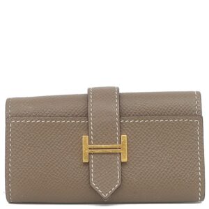 エルメス HERMES キーケース ベアン 4連 キーケース ヴォーエプソン エトゥープ ゴールド金具 グレージュ 4本 C 【中古】中古品