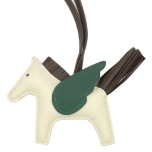 エルメス HERMES バッグチャーム ロデオPM ペガサス アニョーミロ スイフト クレ×ショコラ×ヴェールモワイヤン 新品 未使用 オフホワイト 茶 緑 2024年製 W 【中古】未使用保管品