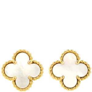 ヴァンクリーフアーペル Van Cleef & Arpels ピアス スウィート アルハンブラ パールホワイトXイエローゴールド 750YG 18K VCARA44800 【箱】 【中古】中古美品