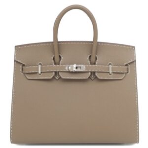 エルメス HERMES ハンドバッグ バーキン25 セリエ 外縫い ヴォーエプソン エトゥープ シルバー金具 グレージュ B 【箱】 【中古】未使用保管品