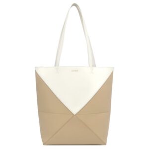 ロエベ LOEWE トートバッグ パズルフォルドトート ミディアム レザー ベージュ×ホワイト ショルダー 肩掛け 【保存袋】 【中古】中古美品