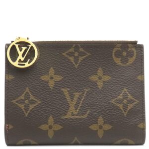 ルイヴィトン LOUIS VUITTON 二つ折り財布 ポルトフォイユ リサ モノグラムキャンバス グレナード ゴールド金具 茶 ピンク コンパクト M11380 RFID 【中古】