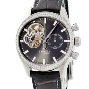 ゼニス ZENITH エルプリメロ クロノマスター オープン レディ 16.2150.4062/91.C760 純正ダイヤ メンズ レディース 腕時計自動巻き グレー 【中古】中古美品