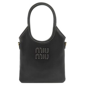 ミュウミュウ MIU MIU 2WAYバッグ アイビー レザー ハンドバッグ ミニ レザー ブラック ゴールド金具 黒 ロゴ ハンドバッグ ショルダー 5BA281 【中古】