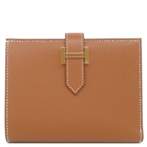 エルメス HERMES 二つ折り財布 ベアンコンパクト レザー ヴォーマダム ゴールド ゴールド金具 新品 未使用 コンパクトウォレット 2025年製 K 【箱】 【中古】未使用保管品