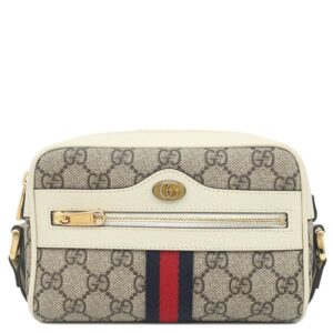 グッチ GUCCI ショルダーバッグ オフィディア GGスプリーム ミニ ショルダー GGスプリームキャンバス レザー ホワイト×エボニー ゴールド金具 白 シェリーライン 517350 【保存袋】 【中古】新品同様品