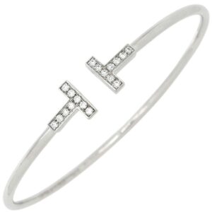 ティファニー Tiffany & Co ブレスレット Tワイヤー ホワイトゴールド×シルバー T&Co. Au750 18K バングル T字型 ダイヤ 【中古】