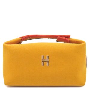 エルメス HERMES ポーチ ブリッド ア ブラック GM ロカバール ウール バージンウール オークル シルバー金具 ハンドバッグ バニティ 【中古】