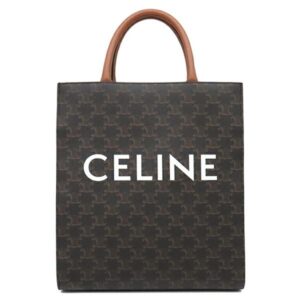 セリーヌ CELINE 2WAYバッグ スモール バーティカル カバ レザー トリオンフキャンバス タン ゴールド金具 茶 ハンドバッグ ショルダー トート 191542BZK 【中古】