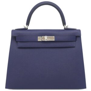 エルメス HERMES 2WAYバッグ ケリー28 外縫い ヴォーエプソン ブルーサフィール シルバー金具 紺 X 【箱】 【中古】