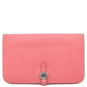 エルメス HERMES 長財布 ドゴンデュオ ドゴンGM エバーカラー ローズアザレ シルバー金具 ピンク C 【中古】中古品
