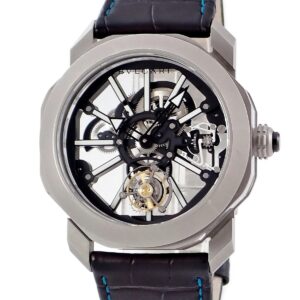 ブルガリ BVLGARI オクト ローマ トゥールビヨン OC44TTBSK 103032 GG44TOUT2TAL2 OH済 スケルトン チタン 限定 メンズ 腕時計手巻き ブラック 【中古】中古美品