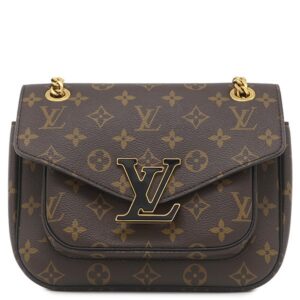 【★3％OFFクーポン】ルイヴィトン LOUIS VUITTON ショルダーバッグ パッシー モノグラムキャンバス レザー モノグラム ゴールド金具 茶 ボルドー Wチェーン M45592 RFID 【中古】新品同様品