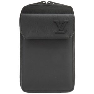 ルイヴィトン LOUIS VUITTON ショルダーバッグ LV アエログラム フォンポーチ グレインレザー ブラック マットブラック金具 黒 ポシェット 斜め掛け M57089 MI0211 【中古】中古美品