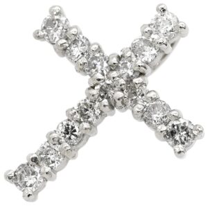 ペンダントトップ クロス ダイヤ プラチナシルバー 十字架 ネックレストップ 【中古】