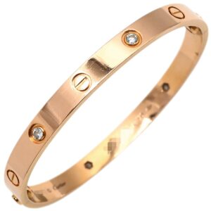 カルティエ Cartier ブレスレット LOVE ラブブレス 旧型 ハーフダイヤ ピンクゴールド #17 Au750 18K 18金 4P 4石 4粒 B6036016 【箱】 【中古】