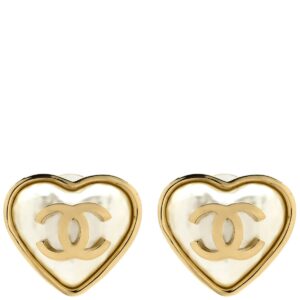 シャネル CHANEL イヤリング ココマーク ハートモチーフ GP フェイクパール ホワイト×ゴールド CCマーク クリップ B22C 【箱】 【中古】