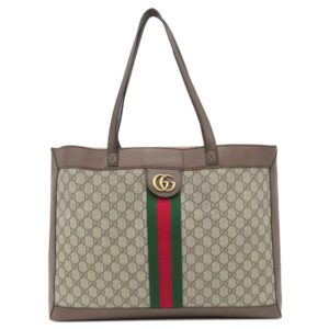 グッチ GUCCI トートバッグ ディズニーコラボ フィディア GG GGスプリームキャンバス レザー ベージュ×ブラウン ゴールド金具 三匹の子ブタ 547947 【中古】中古美品