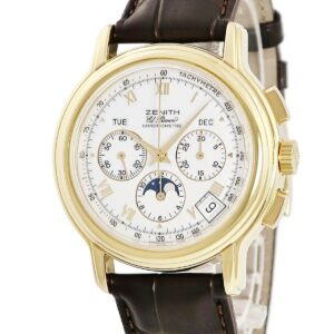 ゼニス ZENITH クロノマスター トリプルカレンダー ムーンフェイズ 14/30.0240.410 OH済 K18YG無垢 ローマ メンズ 腕時計自動巻き ホワイト 【中古】