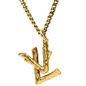 【★3％OFFクーポン】ルイヴィトン LOUIS VUITTON ネックレス LVトゥイッグ ペンダント GP ゴールド ヴィンテージ金具 ゴールド金具 小枝 木 ロゴ MP2456 LE0139 【中古】中古品