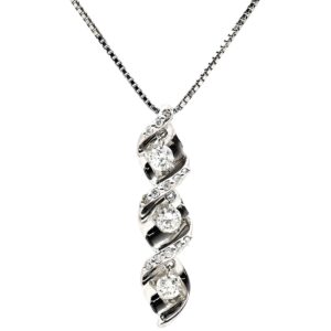 ネックレス トリロジー ダイヤペンダント ホワイトゴールド 3P 3粒 スリーストーンネックレス 18K WG Au750 【中古】中古美品