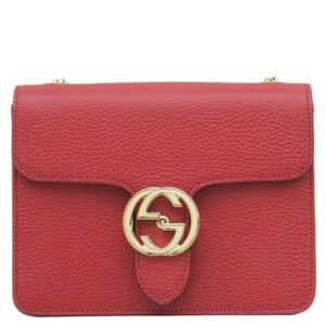 グッチ GUCCI ショルダーバッグ インターロッキングG チェーンショルダー レザー レッド ゴールド金具 赤 アウトレット品 510304 【保存袋】 【中古】