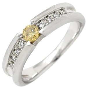 リング 指輪 イエローダイヤ 0.176ct イエロー×プラチナシルバー Pt900 プラチナ セミエタニティ メレ 11号 【中古】中古品