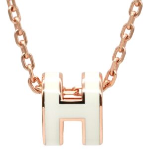エルメス HERMES ネックレス ポップアッシュ ミニ ペンダント GP ラッカー ホワイトXローズゴールド ピンクゴールド金具 白 Hモチーフ 新品 未使用 【箱】 【中古】未使用保管品