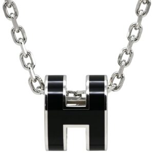 エルメス HERMES ネックレス ポップアッシュ ミニ ペンダント メタル ラッカー ブラック×シルバー 新品 未使用 Hモチーフ 【箱】 【中古】未使用保管品