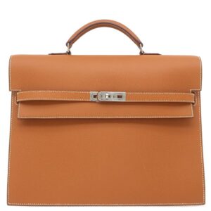 エルメス HERMES ブリーフケース ケリー デペッシュ 34 クシュベル ゴールド シルバー金具 茶 ビジネスバッグ □I 【箱】 【中古】中古品