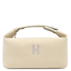 エルメス HERMES ポーチ ブリッド ア ブラック PM コットンキャンバス ナチュラル シルバー金具 バニティ Hロゴ H104222M 【中古】中古美品