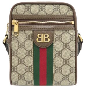 バレンシアガ BALENCIAGA ショルダーバッグ グッチ×バレンシアガ ハッカー プロジェクト キャンバス レザー ブラウン ヴィンテージ金具 ウェブ シェリーライン 680129 【中古】未使用保管品