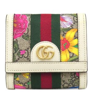 グッチ GUCCI 二つ折り財布 オフィディア GG フローラ ウォレット GGスプリームキャンバス アイボリー×マルチカラー ゴールド金具 花柄 598662 【保存袋】 【中古】中古美品