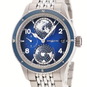 モンブラン Montblanc 1858 ジオスフェール MB125567 青 デイト ワールドタイム 第2時間帯表示 デイ&ナイト メンズ 腕時計自動巻き ブルー 【中古】中古美品