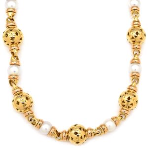 ブルガリ BVLGARI ネックレス パール ネックレス パールホワイト×イエローゴールド Au750 18K 18金 真珠 【中古】中古美品