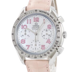 オメガ OMEGA スピードマスター リデュースド クロノグラフ 3834.74.34 シェル タキメーター レディース 腕時計自動巻き シルバー 【中古】