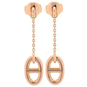 エルメス HERMES ピアス ファランドール PM ローズゴールド ピンクゴールド 750 18K 18金 PG ドロップ スウィング シェーヌダンクル 【中古】中古美品